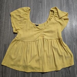 Torrid Yellow Ruffle Sleeve Blouse